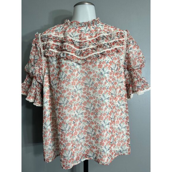 SALT by Roolee's CRESSIDA FLORAL RUFFLED BLOUSE XL - Picture 2 of 10